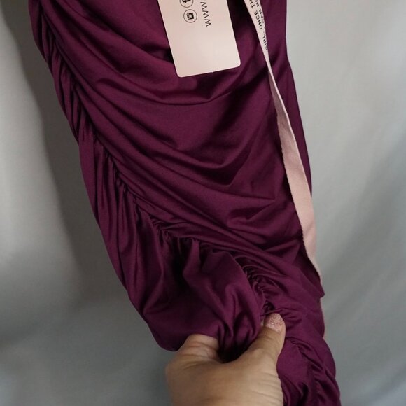 NEW Oh Polly Forever and Always Asymmetric Ruched Midi Dress - Purple - Picture 8 of 10